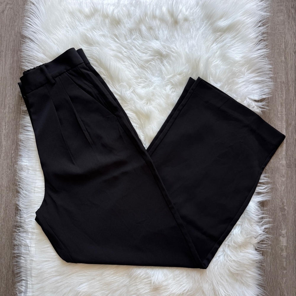 French Connection Black High Rise Wide-leg Trousers Suit Pants